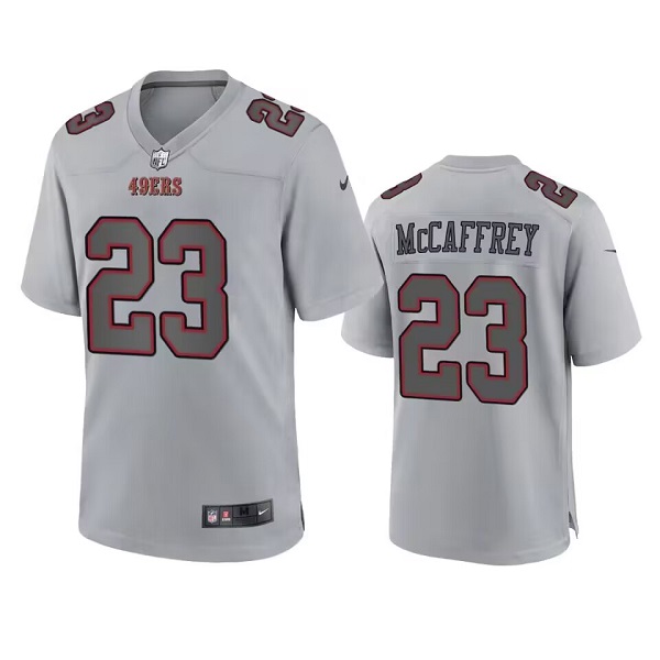 Men's San Francisco 49ers #23 Christian McCaffrey Grey Atmosphere Fashion Stitched Game Jersey